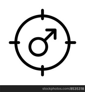 Male staff attention target under crosshair logotype