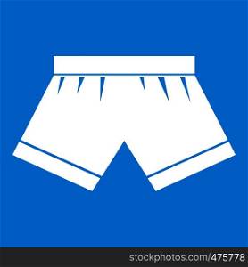 Male underwear icon white isolated on blue background vector illustration. Male underwear icon white