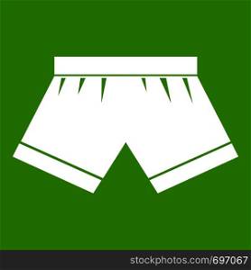 Male underwear icon white isolated on green background. Vector illustration. Male underwear icon green