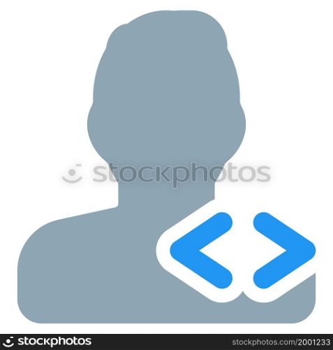 male user with side arrows direction as a coding logotype