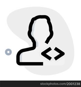 male user with side arrows direction as a coding logotype