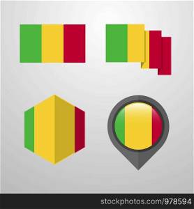 Mali flag design set vector