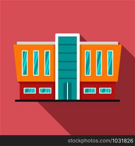 Mall building icon. Flat illustration of mall building vector icon for web design. Mall building icon, flat style