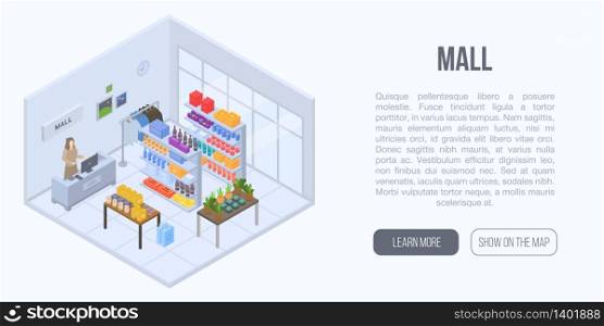 Mall concept background. Isometric illustration of mall vector concept background for web design. Mall concept background, isometric style