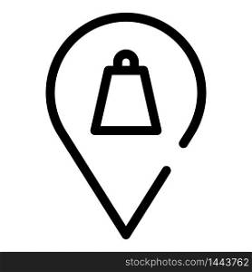 Mall map pin icon. Outline mall map pin vector icon for web design isolated on white background. Mall map pin icon, outline style