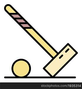 Mallet croquet ball icon. Outline mallet croquet ball vector icon color flat isolated. Mallet croquet ball icon color outline vector