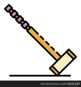 Mallet croquet icon. Outline mallet croquet vector icon color flat isolated. Mallet croquet icon color outline vector