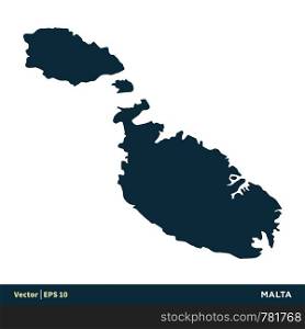 Malta - Europe Countries Map Vector Icon Template Illustration Design. Vector EPS 10.