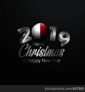 Malta Flag 2019 Merry Christmas Typography. New Year Abstract Celebration background