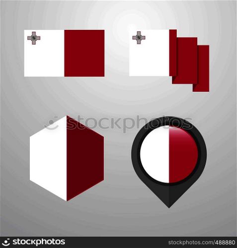Malta flag design set vector