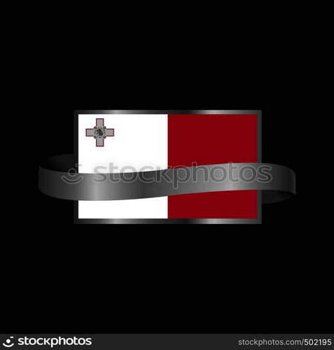 Malta flag Ribbon banner design — Stockphotos.com