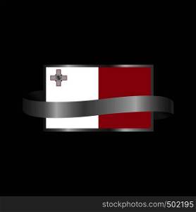 Malta flag Ribbon banner design