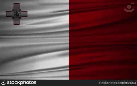 Malta flag vector. Vector flag of Malta blowig in the wind. EPS 10.