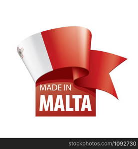 Malta national flag, vector illustration on a white background. Malta flag, vector illustration on a white background