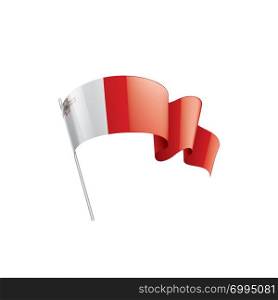 Malta national flag, vector illustration on a white background. Malta flag, vector illustration on a white background