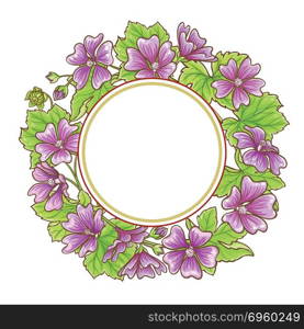 malva vector frame. malva plant vector frame on white background