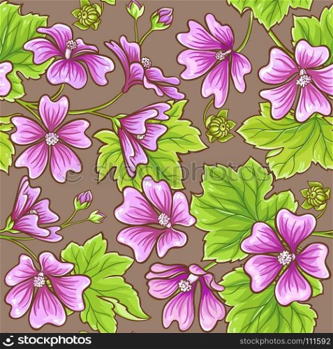 malva vector pattern. malva flower vector pattern on color background