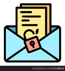 Malware email icon. Outline malware email vector icon color flat isolated. Malware email icon color outline vector
