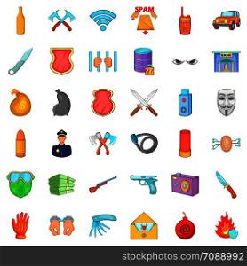 Malware icons set. Cartoon style of 36 malware vector icons for web isolated on white background. Malware icons set, cartoon style