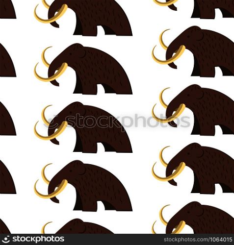 Mammoth animal with fur and tusks bones seamless pattern vector prehistoric creature living in stone age winter period large fauna wilderness mammal of great size paleontology research subject.. Mammoth animal with fur and tusks seamless pattern