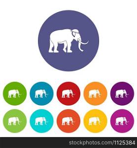 Mammoth icons color set vector for any web design on white background. Mammoth icons set vector color