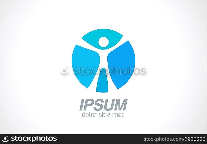 Man abstract logo template. Sport, fitness, media, health icon Vector.