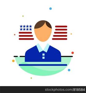 Man, American, Flag Abstract Flat Color Icon Template