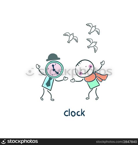 Man and clock