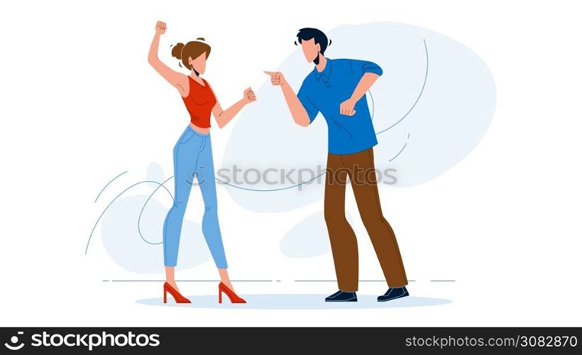 Man And Girl Couple Yelling At Each Other Vector. Young Boy And Girl Couple Yelling Shouting And Fighting. Angry Characters Lovers Quarreling Because Of Disagreements Flat Cartoon Illustration. Man And Girl Couple Yelling At Each Other Vector