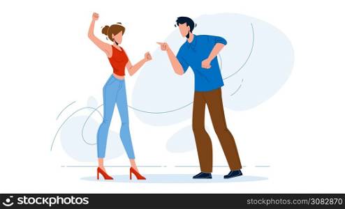Man And Girl Couple Yelling At Each Other Vector. Young Boy And Girl Couple Yelling Shouting And Fighting. Angry Characters Lovers Quarreling Because Of Disagreements Flat Cartoon Illustration. Man And Girl Couple Yelling At Each Other Vector