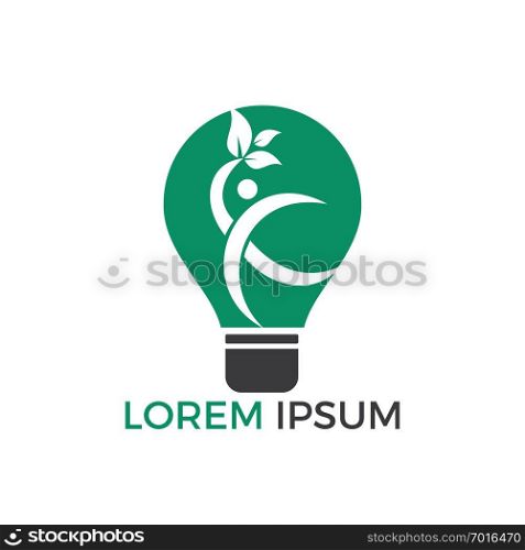 Man and light bulb logo design. Concept for business, creativity, innovation, coaching, education.