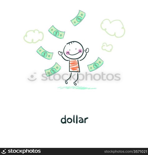 Man and money. Illustration.