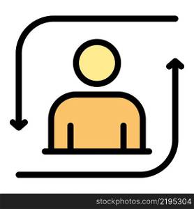 Man and reload arrows icon. Outline man and reload arrows vector icon color flat isolated. Man and reload arrows icon color outline vector