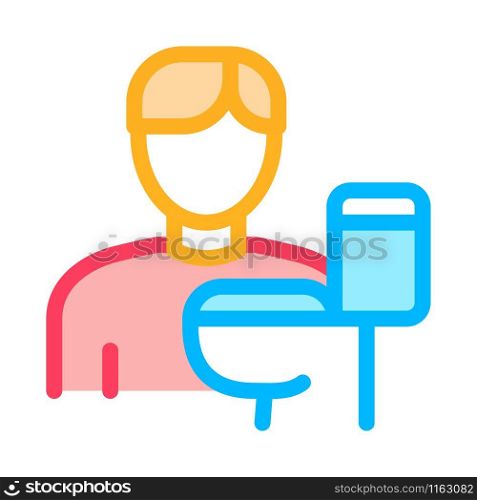 Man And Toilet Icon Vector. Outline Man And Toilet Sign. Isolated Contour Symbol Illustration. Man And Toilet Icon Vector Outline Illustration