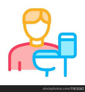 Man And Toilet Icon Vector. Outline Man And Toilet Sign. Isolated Contour Symbol Illustration. Man And Toilet Icon Vector Outline Illustration