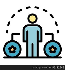 Man and two stars in a circle icon. Outline man and two stars in a circle vector icon color flat isolated. Man and two stars in a circle icon color outline vector