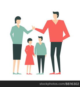 Man and woman and children. Vector illustration