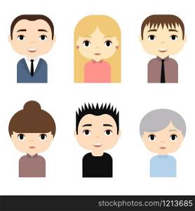 Man and Woman Avatars Set with Smiling faces. Female Male Cartoon Characters. Businessman Businesswoman. Beautiful People Icons. Man and Woman Avatars Set with Smiling faces. Female Male Cartoon Characters. Businessman Businesswoman. Beautiful People Icons.