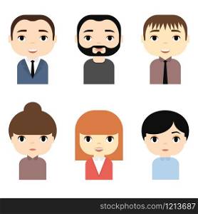 Man and Woman Avatars Set with Smiling faces. Female Male Cartoon Characters. Businessman Businesswoman. Beautiful People Icons. Man and Woman Avatars Set with Smiling faces. Female Male Cartoon Characters. Businessman Businesswoman. Beautiful People Icons.