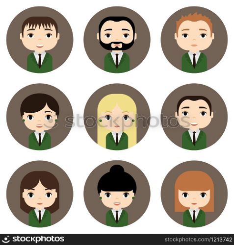 Man and Woman Avatars Set with Smiling faces. Female Male Cartoon Characters. Businessman Businesswoman. Beautiful People Icons. Office Workers. Man and Woman Avatars Set with Smiling faces. Female Male Cartoon Characters. Businessman Businesswoman. Beautiful People Icons. Office Workers.