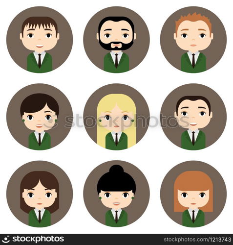 Man and Woman Avatars Set with Smiling faces. Female Male Cartoon Characters. Businessman Businesswoman. Beautiful People Icons. Office Workers. Man and Woman Avatars Set with Smiling faces. Female Male Cartoon Characters. Businessman Businesswoman. Beautiful People Icons. Office Workers.