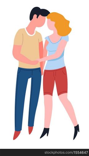 Man and woman couple holding hands and walking love isolated male and female characters vector girl and guy boyfriend and girlfriend relationship husband and wife romance and dating lovers going out.. Couple holding hands and walking love and relationship isolated characters
