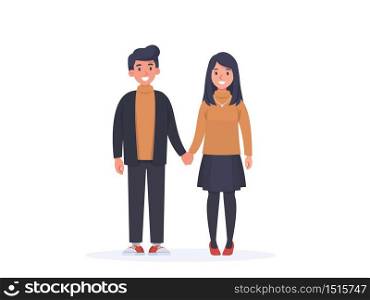 Man and Woman couple. Romantic love cartoon character vector illustration
