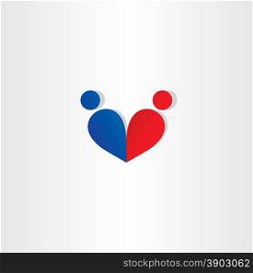 man and woman heart love blue red icon design