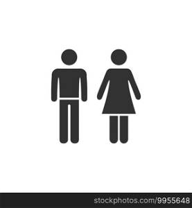 Man and woman icon flat. White pictogram on black background. Vector illustration symbol and bonus icons. Man and woman icon flat