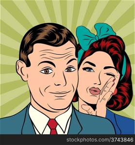 Man and woman love couple in popart comic style, vector illustration