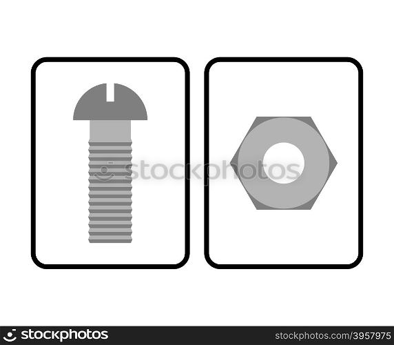 Man and Woman restroom sign. Toilet sign bolt and nut. Humorous allegorical vector illustration.&#xA;