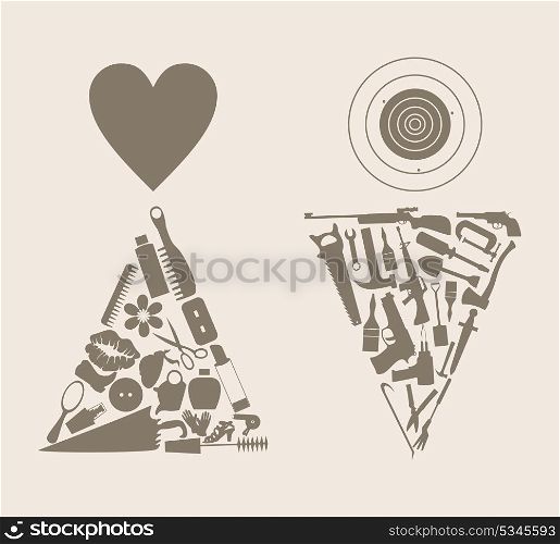 Man and woman. Sign the woman and the man from subjects. A vector illustration