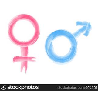 Man and Woman Symbol Watercolor Paint, Stock Vector Illustration