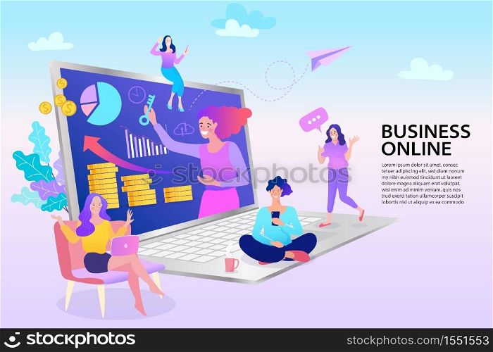 Man and Woman with Laptop and Money on Screen. Online Shop Market Efficiency Monitoring and Research. Financial Balance, Accounting, Shopping. Landing web page template.